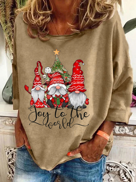 

Joy To The World Gnome Christmas Casual Sweatshirt, Khaki, Hoodies&Sweatshirts