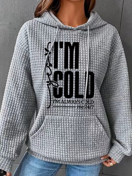 

Yes, I'm Cold Simple Loose Hoodie, Gray, Hoodies&Sweatshirts