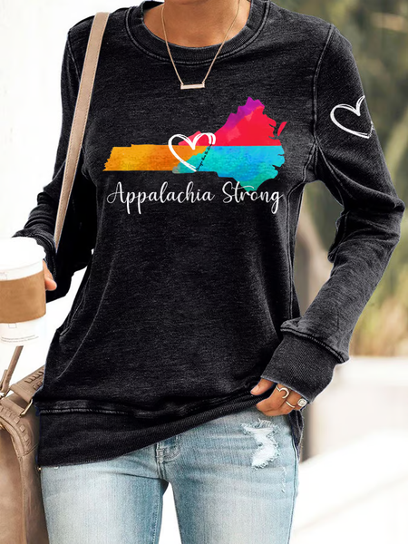 

Retro Appalachia Strong Hurricane Helene Print Sweatshirt, Black, Hoodies&Sweatshirts