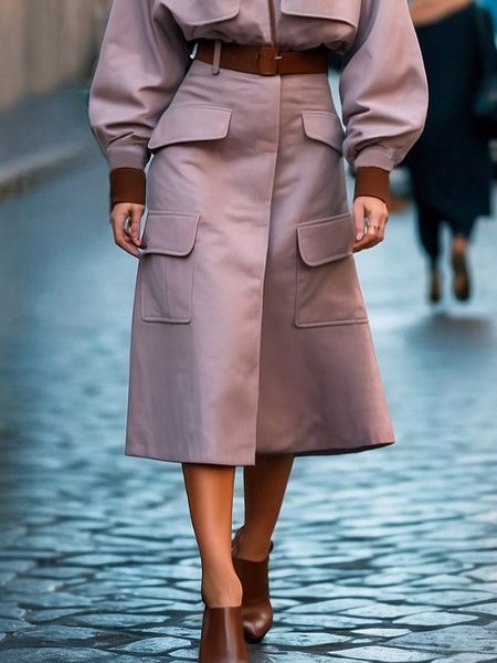 

Regular Fit Urban Pockets Plain Skirt With No Belt, Dusty pink, Skirts