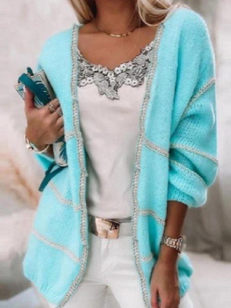 

Wool/Knitting Loose Plain Casual Cardigan, Green, Sweaters & Cardigans