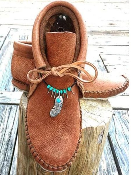 

Camel All Season PU Flat Heel Daily Ankle Ankle Boots, Brown, Shoes