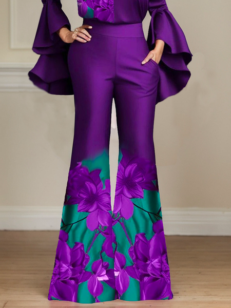 

Regular Fit Urban Floral Fashion Pants, Purple, Pants
