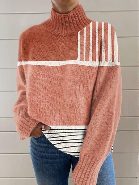 

Loose Turtleneck Casual Sweater, Orange red, Sweaters & Cardigans