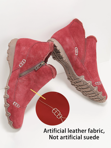 

Casual Faux Fur Cotton-Padded Boots, Red, Boots