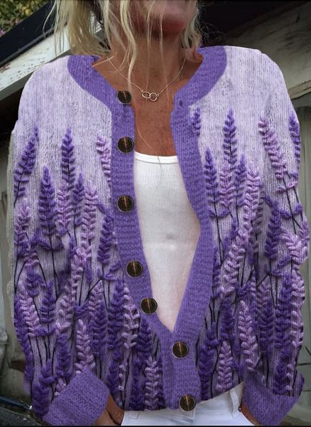 

Casual Wool/Knitting Cardigan, Purple, Cardigans