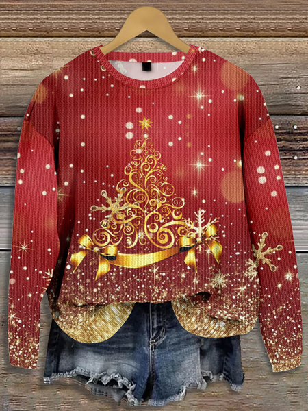

Christmas Casual Christmas Tree Crew Neck Sweater, Red, Sweaters