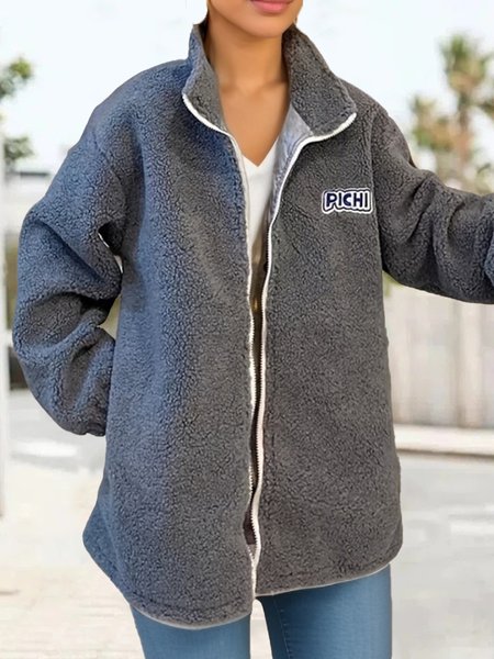 

Women's Cat Thicken Loose Jacket, Blue, Outerwear