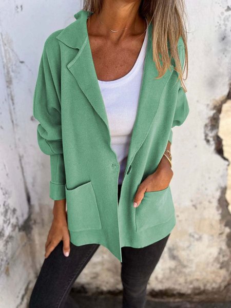 

Women's Winter Outerwear Casual Plain Mid-long Shawl Collar Overcoat, Green, Outerwear