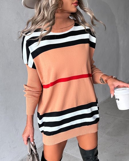 

Women Yarn/Wool Yarn Striped Long Sleeve Comfy Casual Sweater, Multicolor, Sweaters