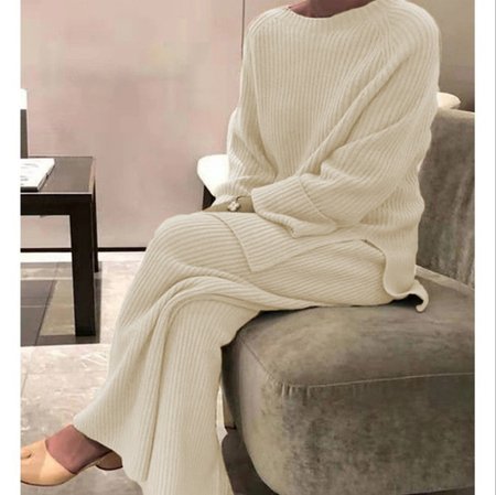 

Casual Yarn/Wool Yarn Two-Piece Set, Apricot, Suits