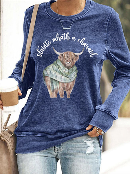 

Scottish Highlands Bull Round Neck Sweatshirt, Blue, Hoodies&Sweatshirts