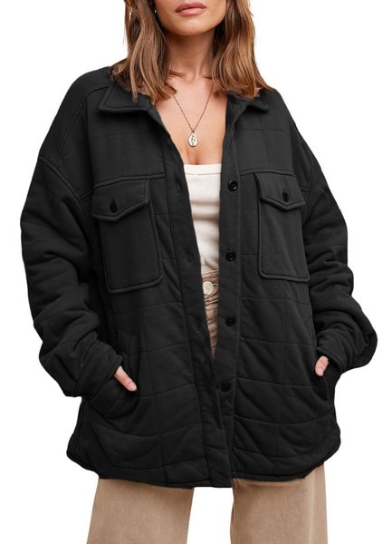 

Women's Winter Outerwear Casual Buckle Plain Regular Shawl Collar Overcoat, Black, Coats