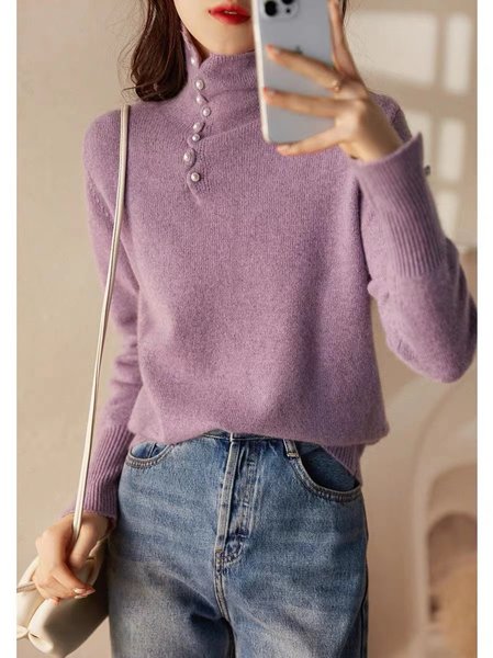 

Casual Yarn/Wool Yarn Sweater, Purple, Sweaters & Cardigans