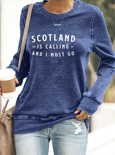 

Scottish tourism slogan round neck sweatshirt, Blue, Hoodies&Sweatshirts