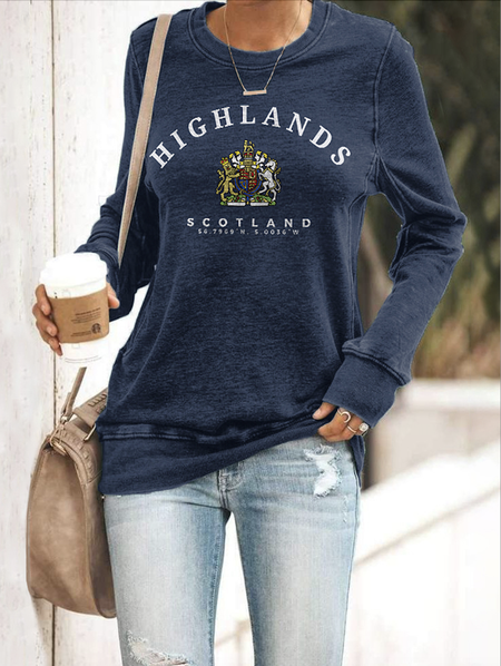 

Scottish Highlands slogan round neck sweatshirt, Dark blue, Hoodies&Sweatshirts