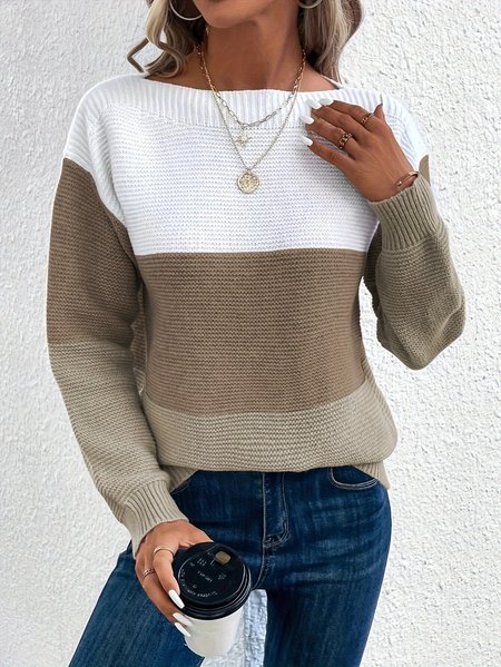 

Wool/Knitting Casual Crew Neck Sweater, Brown, Sweaters & Cardigans