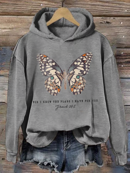 

Women's Casual Jeremiah 29 11, For I Know the Plans I Have For You Print Hoodie, Gray, Hoodies&Sweatshirts