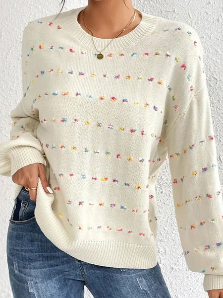 

Women's Spring/Fall Plain Casual Long Sleeve Crew Neck Wool/Knitting Sweater, Apricot, Sweaters