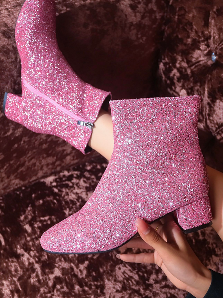 

Autumn Plain Pvc Fashion Boots, Light pink, Boots