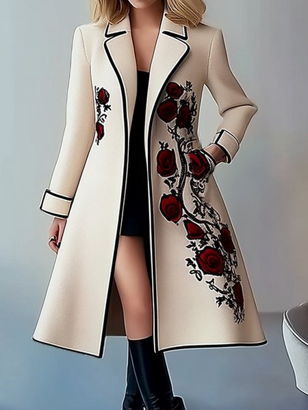 

Regular Sleeve Urban Lapel Collar Regular Fit Coat, As picture, Coats