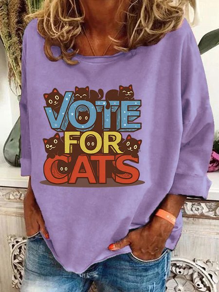 

Vote For Cats Casual Sweatshirt, Lavender, Hoodies&Sweatshirts