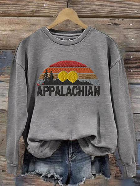 Women's Appalachia Strong Print Sweatshirt, Gray, Hoodies&Sweatshirts