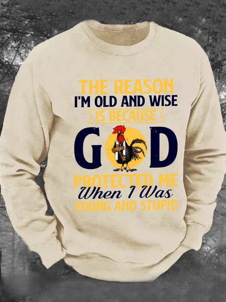 

The Reason I'm Old And Wise God Men's Casual Sweatshirt, Khaki, Hoodies&Sweatshirts