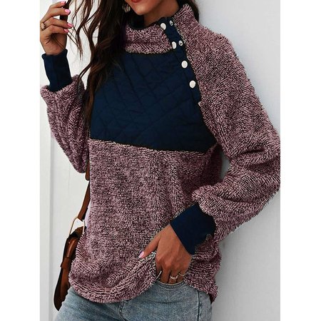 

Casual Turtleneck Plain Sweatshirt Zipper, Pink, Hoodies & Sweatshirts