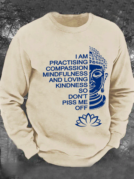 

Meditation Buddha Men's Casual Sweatshirt, Khaki, Hoodies&Sweatshirts
