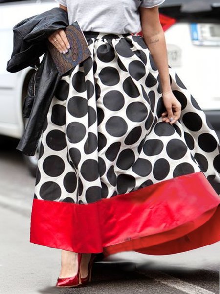

Loose Polka Dots Elegant Skirt, As picture, Skirts