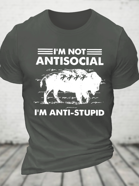

Funny Bison Cotton T-Shirt, Deep gray, T-shirts