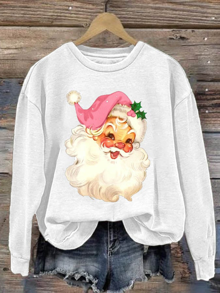 

Women's Christmas Santa Claus Print Long Sleeve Sweatshirt, White, Hoodies&Sweatshirts