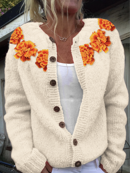 

Casual Regular Fit Wool/Knitting Cardigan, Apricot, Cardigans