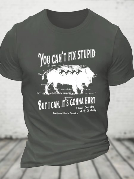 

You Cant Fix Stupid Cotton T-shirt, Deep gray, T-shirts