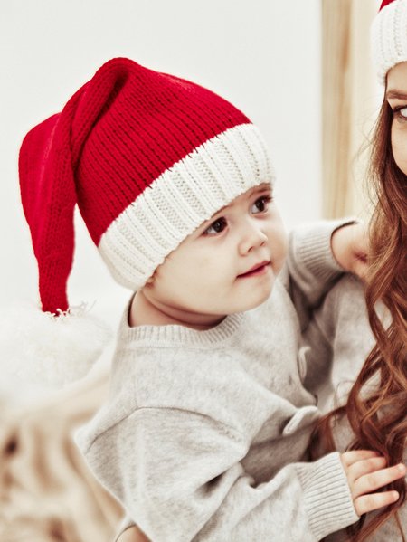 

Christmas knitted hat fur ball hat mother baby parent-child hat, As picture, Hats