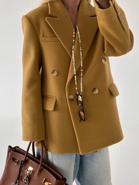 

Urban Buttoned Regular Sleeve Loosen Blazer, Yellow, Blazers