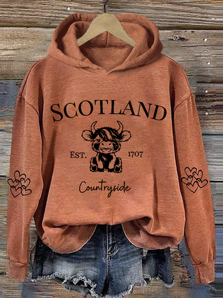 

Scottish Cute Cartoon Calf Hoodie, Orange, Hoodies&Sweatshirts