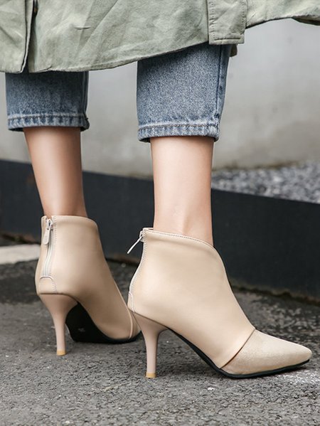 Pu Autumn Plain Urban Boots, Apricot, Boots