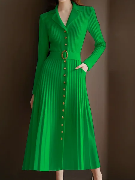 

Elegant High Elasticity Sweater Maxi Dress With Belt, Green, Maxi Dresses