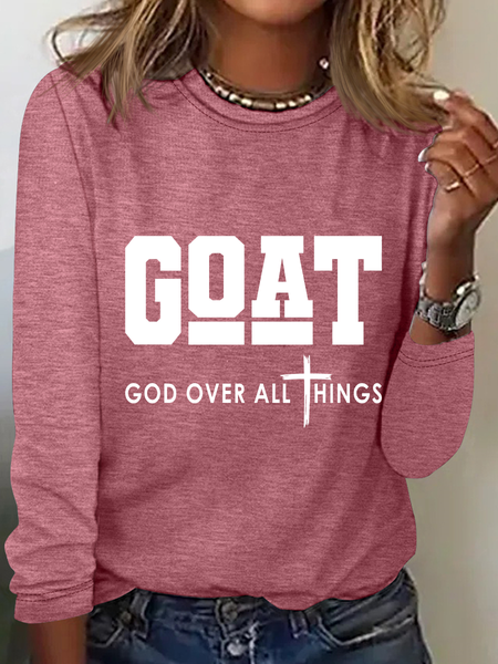 

Goat God Over All Things Casual Long Sleeve Shirt, Watermelon, Long sleeves