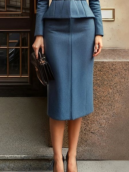 

Plain Urban Regular Fit Skirt, Blue, Skirts