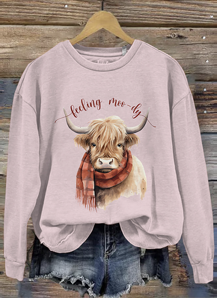 Scottish calf round neck sweatshirt, Pink, Hoodies&Sweatshirts