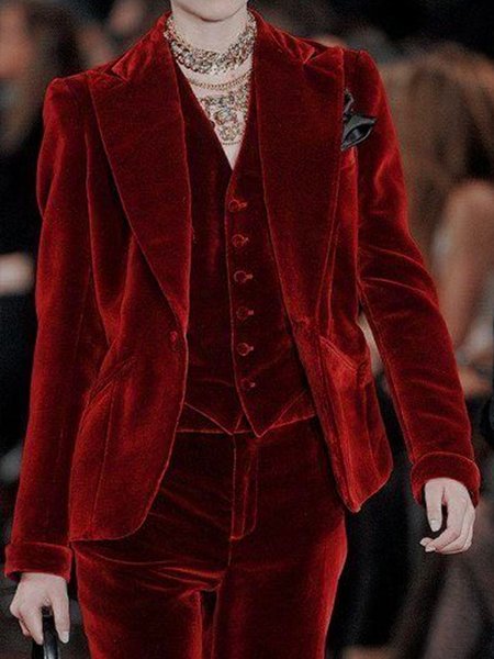 

Urban Lapel Collar Stitching Blazer, Red, Blazers