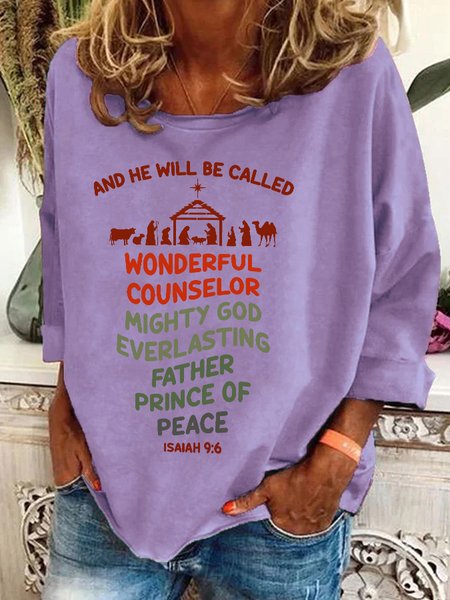 

He Will Be Called Religious Christmas Casual Sweatshirt, Lavender, Hoodies&Sweatshirts