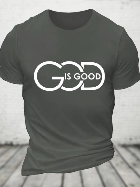 God Is Good Cotton T-shirt, Deep gray, T-shirts