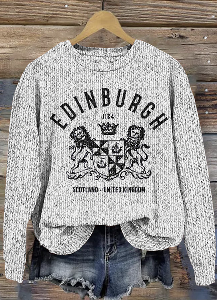 

Edinburgh Scottish round neck sweater, White, Sweaters