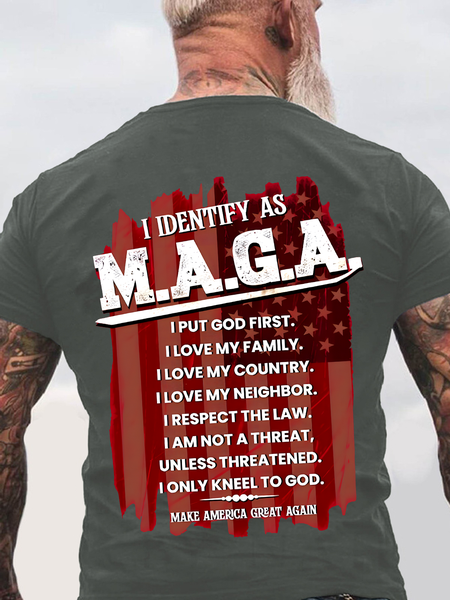 

I Identify As M.A.G.A. Back Cotton T-Shirt, Deep gray, T-shirts