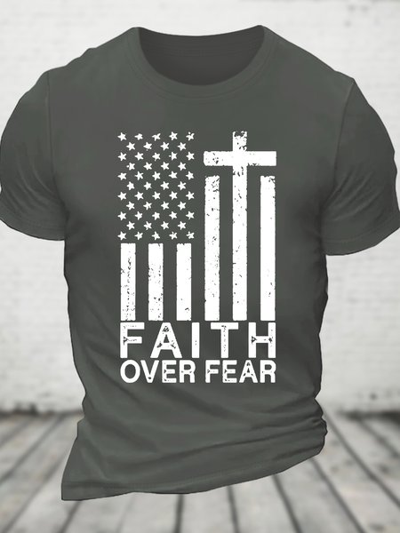 

Men's Faith Over Fear Cotton T-shirt, Deep gray, T-shirts