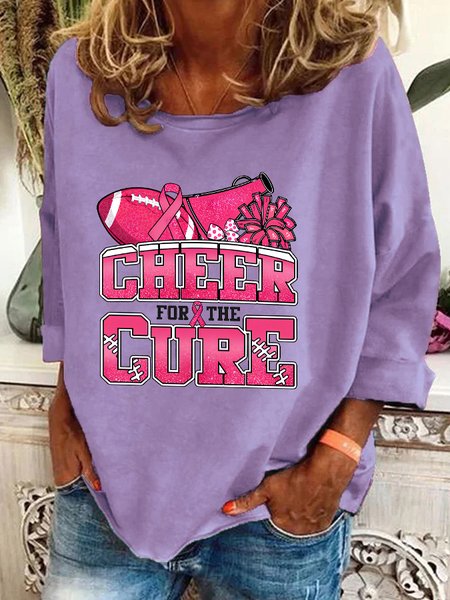 

Cheer For The Cure Breast Cancer Football Casual Sweatshirt, Lavender, Hoodies&Sweatshirts
